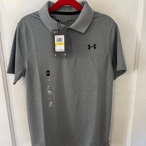 $30 NWT UNDER ARMOUR KIDS BOYS UA PERFORMANCE POLO STRETCH GRAY MEDIUM (M)